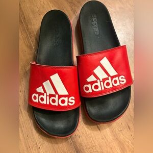 adidas Mens Red and Black Slide Slides